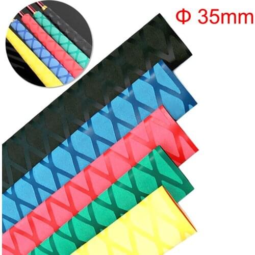 1M 35mm Dia Black Red Blue Green Yellow Stripe Skid Fishing Rod Bat Insulation Antistatic Tripod Shrink Tube Shrinkable Tube