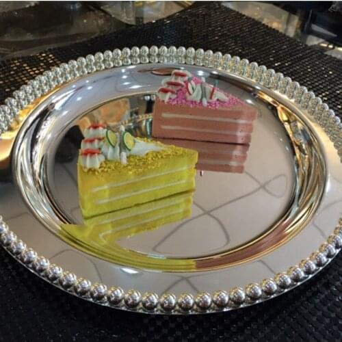 10pcs/lot 30cm Diameter Fruit plate afternoon tea mug-up pallet dessert silver plated cake pan birthday props cupcake holder