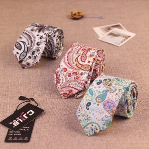 16colors fashion designer high-end mens necktie jacquard cotton business ties skinny slim 6cm for men paisley floral 50pcs/lot