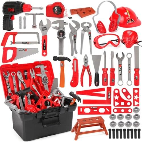 21-54pcs Garden Tool Toys Kids Pretend Play Toolbox Set Simulation Drill Screwdriver Repair Tool Kit House Play Toys Gifts