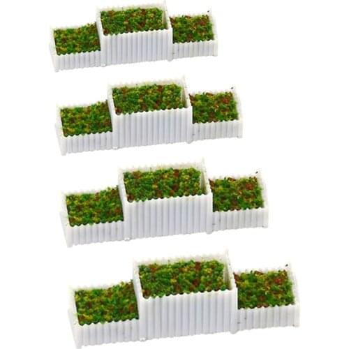 5 Packs OO Gauge 1/75 E Shape Flower Beds Set for Building Layout Diorama 58x16x16mm