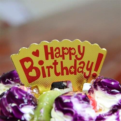 50pcs/lot Glitter Paper Happy Birthday Cake Toppers Children Kids Baby Boy Girl Adult Party Decorations Supplies Cake Accession