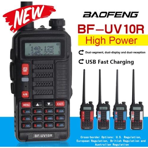 Baofeng UV10R Walkie Talkie 10W Long Range VHF UHF Dual Band Two Way CB Ham Radio UV 10R Portable USB Charging Radio Transceiver