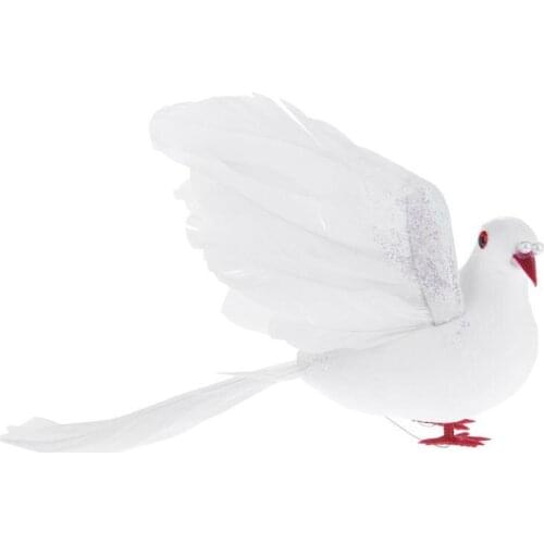White Artificial Foam Feather Spreading Wings Simulation Dove Wedding Decor