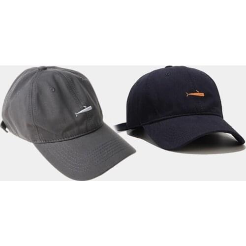 Men Women Summer Outdoor Cotton Baseball Cap Little Fish Embroidered Harajuku Hip Hop Solid Color Adjustable Snapback Hat