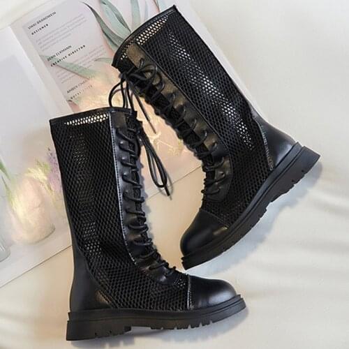 Girl Martin Boots Mesh Breathable 2021 Summer Childrens British Style And Western Style Girl Princess Boots Kids Shoes Zipper