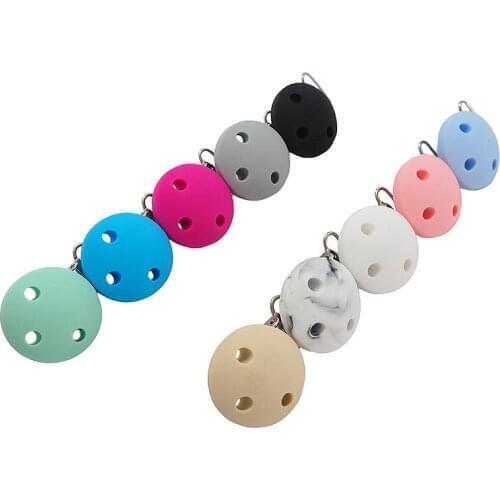 Chenkai 20pcs Silicone Round Clips Baby Round Shaped Teething For DIY Dummy Sensory Jewelry Holder Chain Toy Clips BPA Free