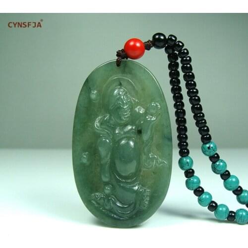 CYNSFJA Real Rare Certified Natural A Grade Burmese Jadeite Amulets Green Buddha Jade Pendant Hand Carved Artwork Best Gifts