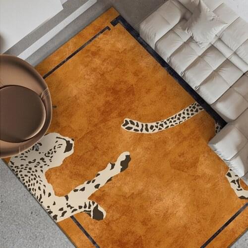 Orange color post-modern decoration coffee table carpet Nordic style big size bedside rug, INS geometric living room area rug