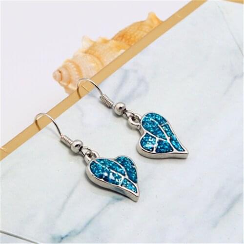 Elegant Blue Broken Crystal Love Heart Earrings For Women Fashion Korean Jewelry Party Girls Creative Dangle Earrings New #LR3
