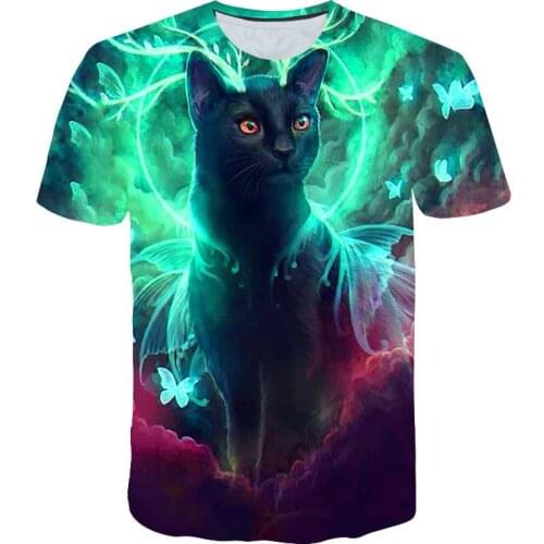 Short sleeve shirt kawaii cat t shirt Fashion Print anime clothes Summer boy girl Clothing baby T-Shirt Tees childrens clothing