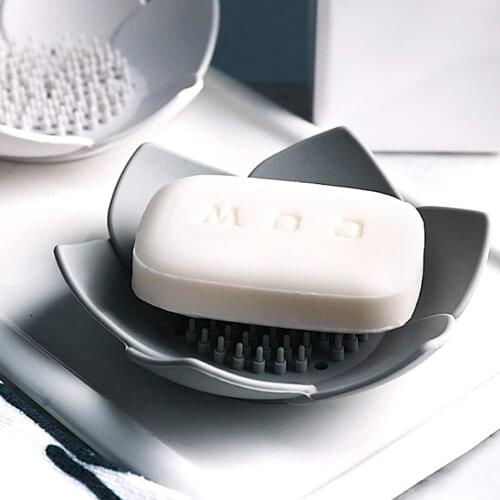 Flower Shape Soap Tray Flexible Silicone Soap Dish Soap Case Holder For Keep Soap Dry Bathroom Accessories