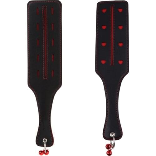 Artitficial Leathr Spanking Paddles Hollow Red Heart Roleplay Bondage Whip with Ring Bell Adult Couples Games Sex Toys