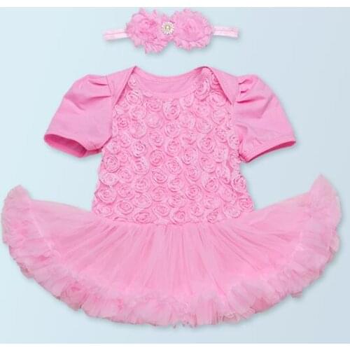 Reborn Baby Doll Girl Clothes Fit 50-55CM Lifelike dolls reborn Cute Princess red rose Dress Roupa headdress flower