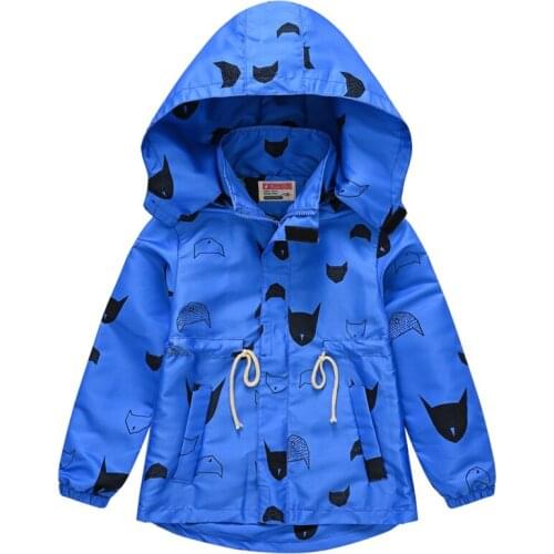 2021 New Spring Autumn Boys Jackets Girls Coat Kids Printed Hooded Outerwear With Waist Children Sweet Jacket Windbreaker 3-10Y