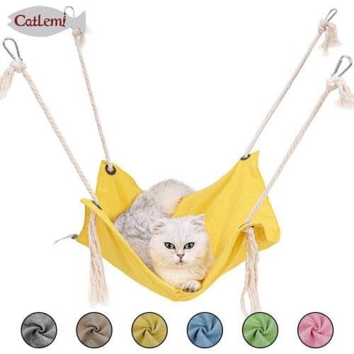 Tassel wind summer pet breathable cotton and linen cat hammock, cage swing cat hanging nest, cat hanging mat cat nest