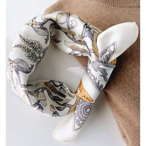 Luna&Dolphin Small Square Scarves 53x53cm 100% Real Silk Luxry Flower Dog Birds Horse Bandanas Headbands Kerchief Neckerchief