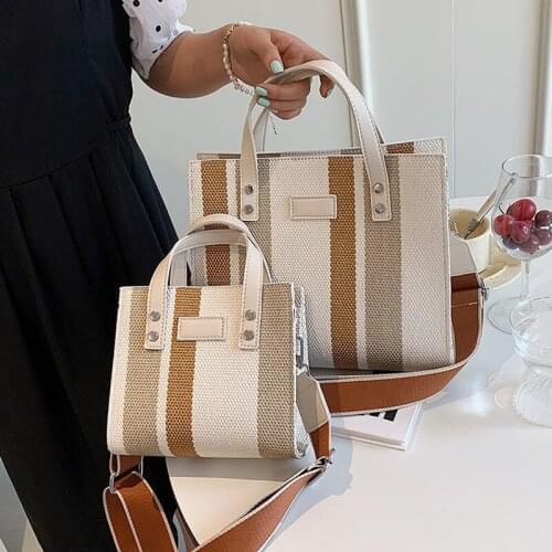 Stripe Small Shopper Crossbody Shoulder Bags for Women 2021 New Arrival Designer Trends Female Casual Shopping Handbags Totes