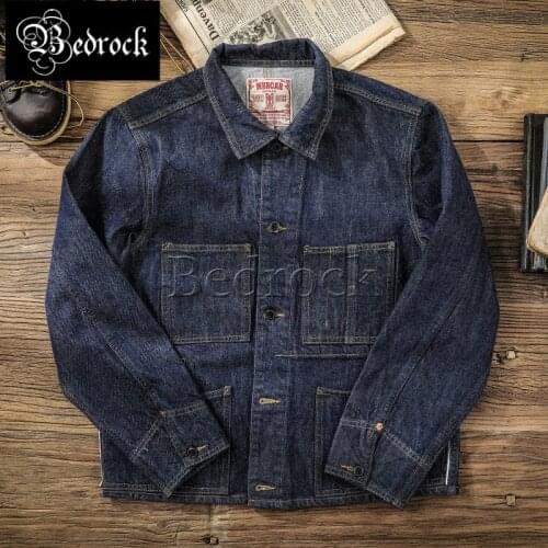 MBBCAR American Retro Railroad Work Jacket Ami Kaji Washed Indigo Red Line Denim Short Jacket 3022