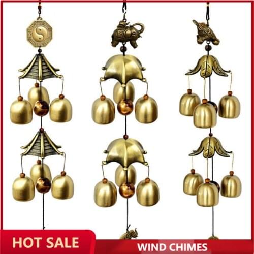 Metal Copper Wind Chimes Ornaments Brass Door Decorations Pure Copper Bells Feng Shui Lucky Shop Doorbell Pendants