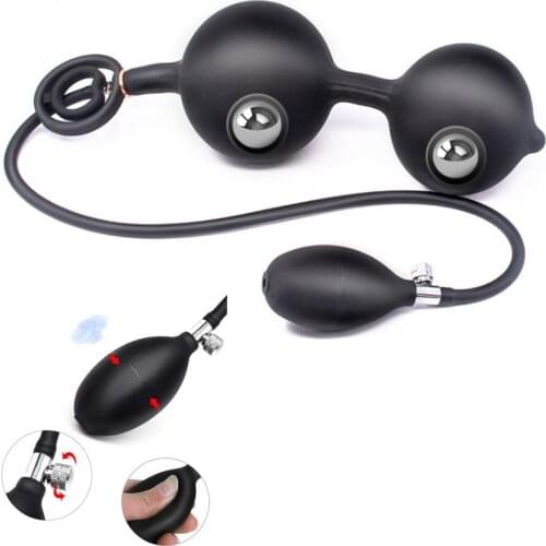 New Inflatable Butt Plug Anal Expander With Cock Ring Prostate Massage Dilatador Anal Huge Anal Plug Beads Anal Sex Toys For Men