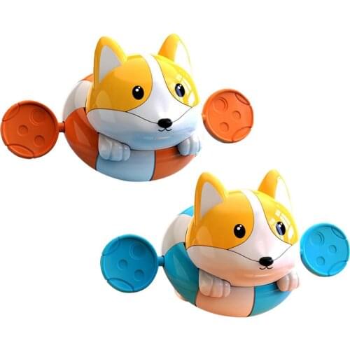New Cute Swimming Bath Toys Cartoon Corgi Bathing Toys Classic Baby Water Toy Clockwork Beach Toy Bathroom Shower Bathtub Toys