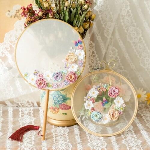 Embroidery Frame on Flower Hook Knitted round Silk Fan DIY Weaving Cotton Thread Yarn Gift Material Box