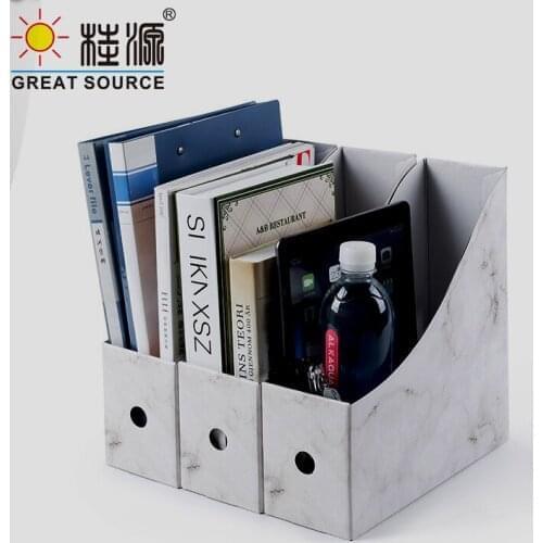 Foldaway File Holder Marble Newspaper Box Desk Top Organizer Magazine Bookend White Corrugated Paper Office Stationery（3PCS)