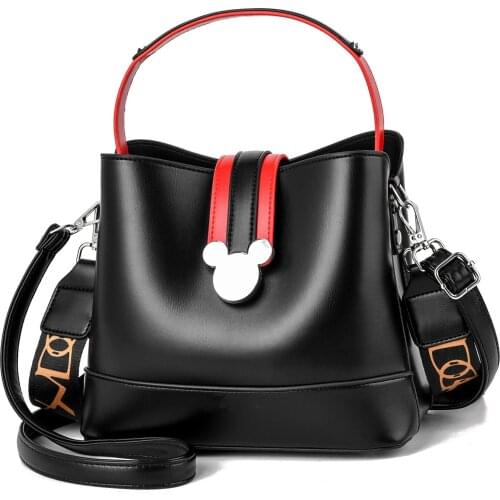 Disneys new Mickey high quality bucket womens shoulder messenger handbag fashion travel shopping bag girl mobile phone bag