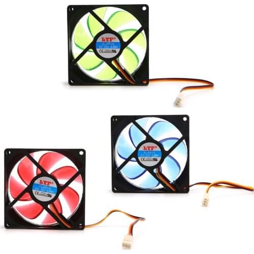 LED Light 3 pin 90mm PC Desktop Computer Case Cooling Cooler Fan Low Noise 9025 New Design