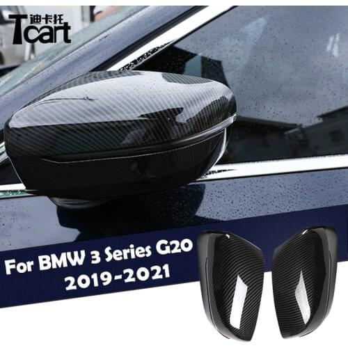Tcart 2Pcs Carbon Fiber Car Styling Rear View Mirror Cover For BMW 3 Series G20 Replacement Rearview Mirror Cap Accessories