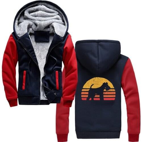 Retro Sun Wire Hair Fox Terrier Silhouette Hoodies Vintage Dog Lovers Men Keep Warm Thicken Sweatshirts Harajuku Streetwear