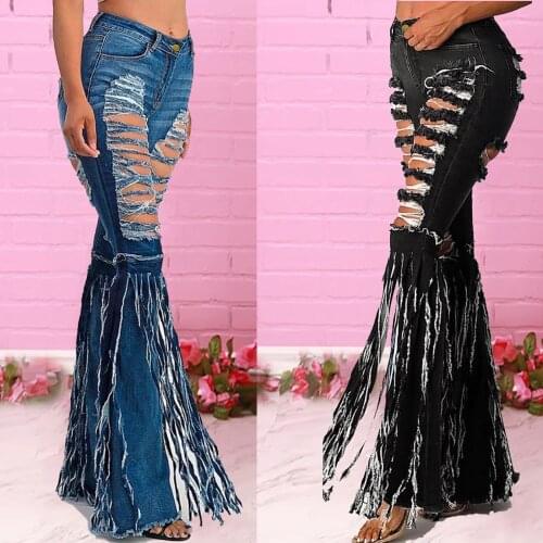 Versatile show thin personality womens wear flared pants sex trend womens wear womens jeans SAGACE pantalon femme