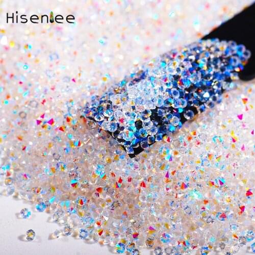 High quality fashion buy 1 get 1 crystal 1.3 mm multicolor Elf crystal glass micro rhinestone DIY nail art nail tool