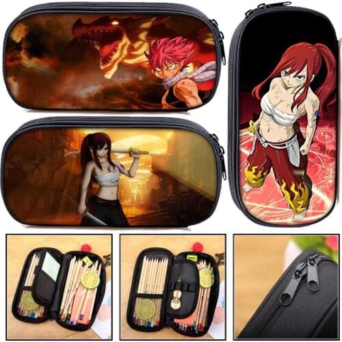 Japanese Anime Fairy Tail Cosmetic Cases Natsu Dragneel Pencil Bag Teenagers Girls Boys school stationary Bags Gift
