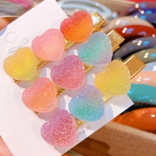 New Arrival Korea Sweet Heart Candy Color Minimalist Hair Clip Hair Grip Lovely Barrettes For Girls Hairpin Hair Accessories