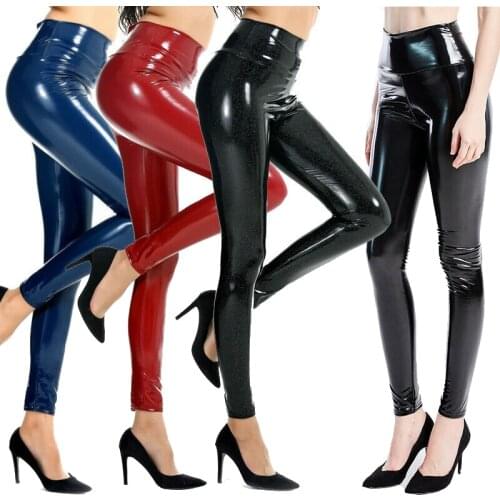 Women Faux Leather Pants Elastic Leggings Long Bodycon Trouser Woman High Waist Pants Women Pencil Pants Sexy Skinny Streetwear