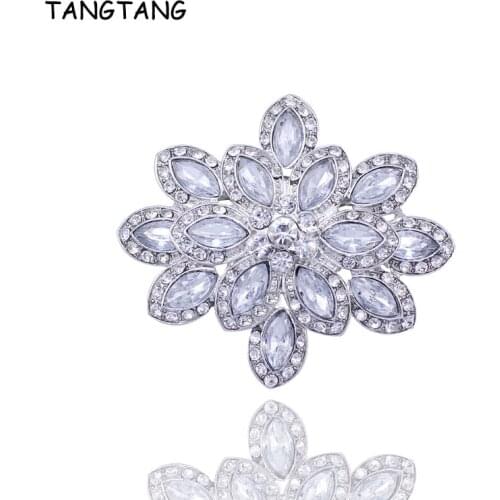 Hot Sale Female Brooch Vintage Rhodium Plated Charm Clear Rhinestone Crystal Large Size Wedding Pin Jewelry New Item No.: BH7528