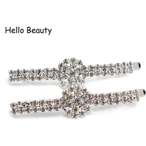 12 PCS Trendy Clear Crystal Hair Slide Rhinestone Barrette Clip Diamante Hair Grips Hairclips For Women Hair Jewelry Accessories