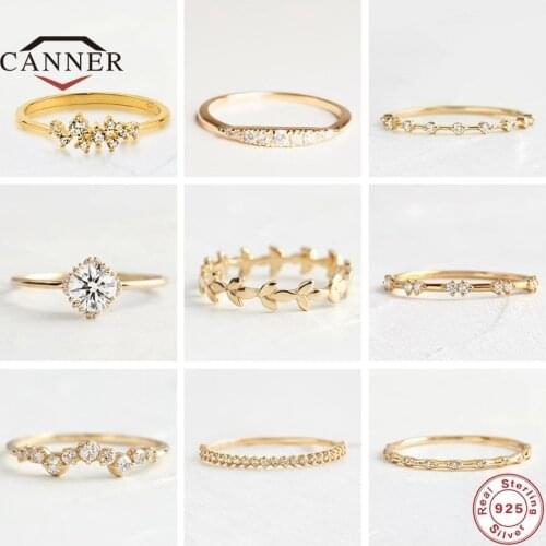 CANNER Size 6/7/8 Real 925 Sterling Silver Ring for Women Minimalist Zircon Wedding Engagement Charm Rings Jewelry Gift anillos