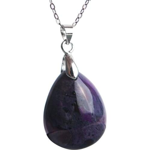 Natural Sugilite Plated Necklace Pendant Purple Trendy Sugilite Water Drop Necklace Women Genuine Fashion Stone Free Shipping