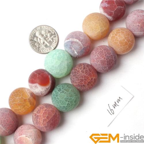 16mm Round mix-colour Frost Agates Beads Natural Stone Beads DIY Beads For Jewelry Making Strand 15"Wholesale