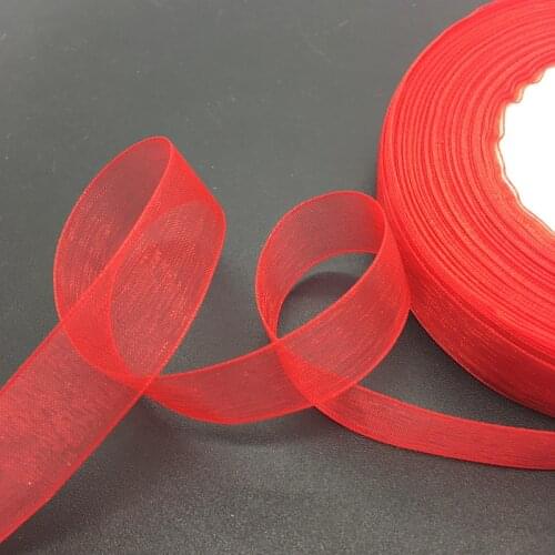50 Yards/Roll 5/8" 15mm Red Organza Ribbon Bow Wedding Decoration Lace Crafts