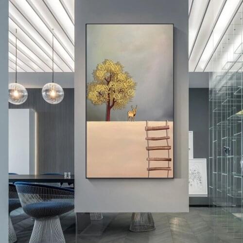 Abstract Natural Landscape Gold Boat Canvas Painting Art Prints Wall Art Picture For New Chinese Style Home Decoration Poster