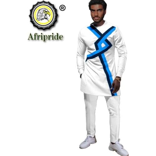 African Traditional Clothing for Men Tracksuit Plus Size Casual Shirts with Trousers Set Dashiki Outfits Ankara Blouse S2116010