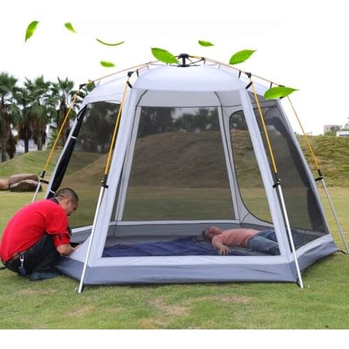 Selfree Automatic Outdoor Camping Anti-UV Hexagonal Aluminum Pole Big Tent 4-6 Person Awning Recreational Picnic Outdoor Tool