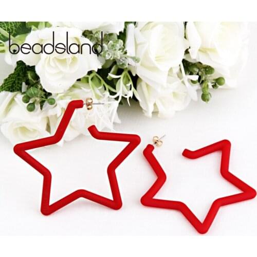 Beadsland Acetic Acrylic Hoop Earrings Star Shape Candy Color Fashion Casual Woman Girl Party Festival Hot Sell Gift 40282