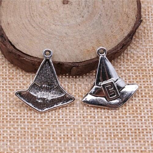 Free shipping 46pcs 23x24mm antique silver Wizard hat charms diy retro jewelry fit Earring keychain hair card pendant