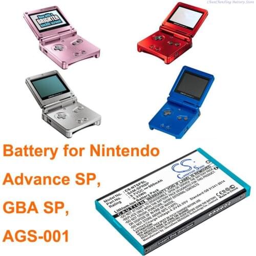 Cameron Sino 900mAh Battery AGS-003, SAM-SPRBP for Nintendo Advance SP, AGS-001, GBA SP