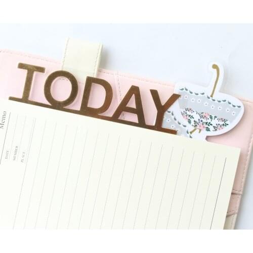 Domikee cute kawaii gold foil flower pattern office school diary planner index divider accessories paper bookmark stationery